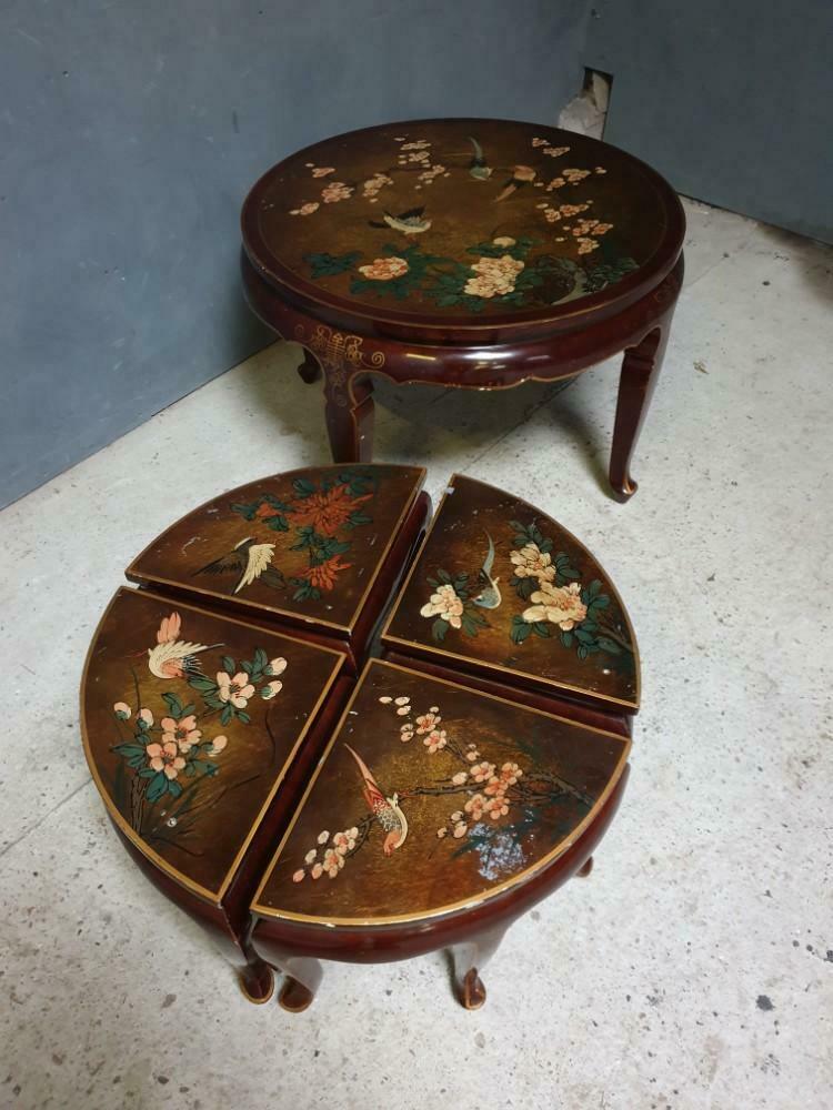 Antique Japanese coffee table with stools