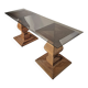 Console table in reed and glass, Italy, 1970.
