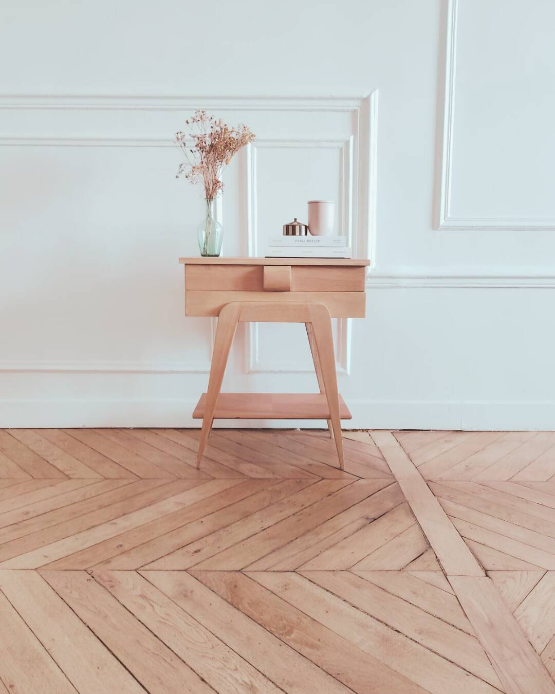 Worker/ Renovated vintage Scandinavian bedside table, 1950s-60s