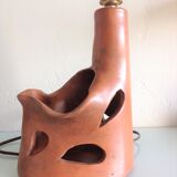 Ceramic lamp terracotta and lampshade wool 50/60