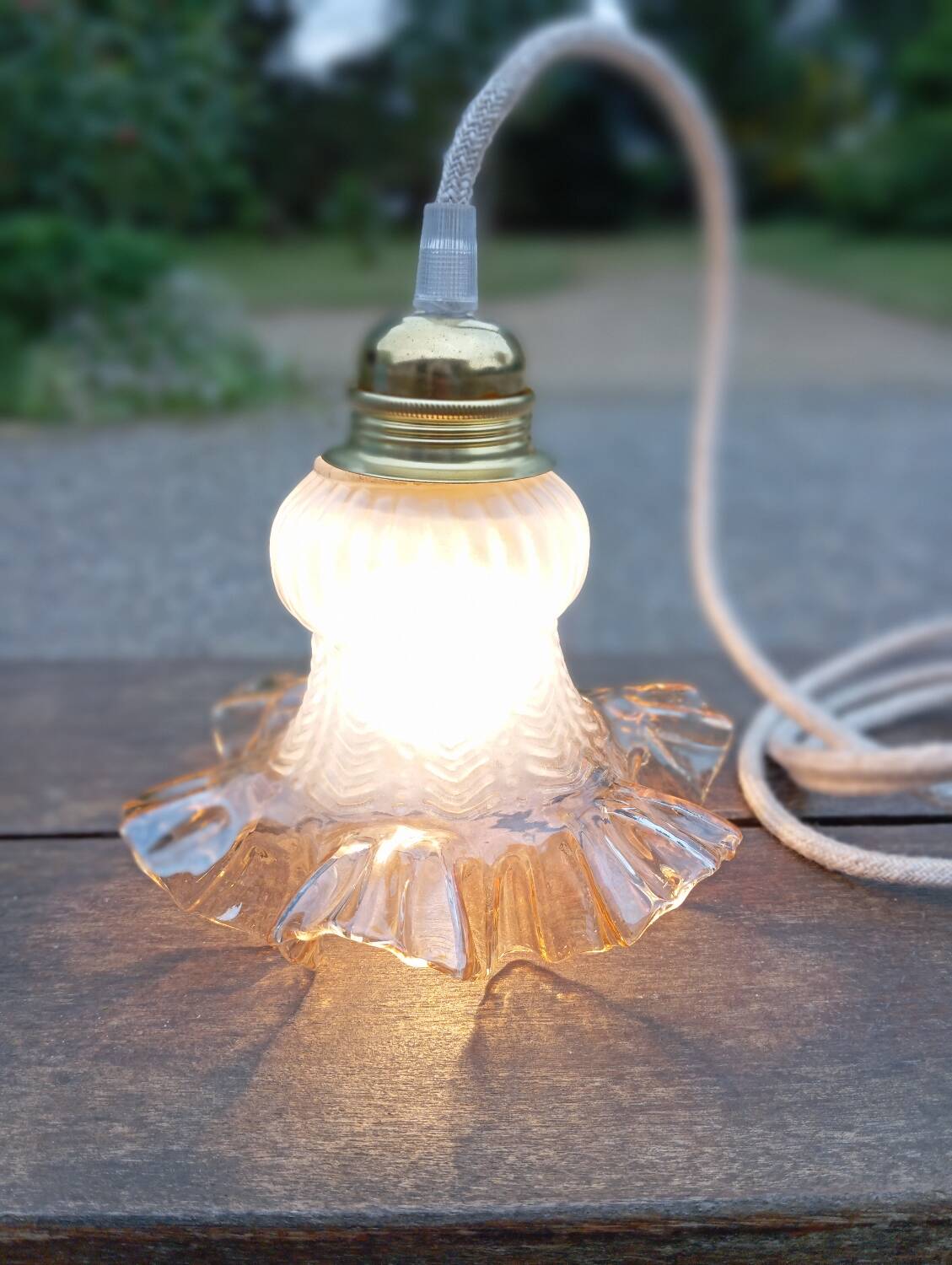 Amber yellow tulip glass nomad pendant light 🌷