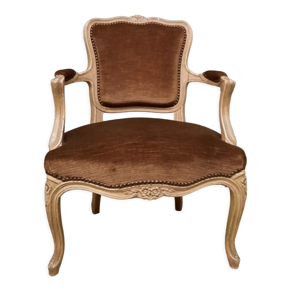 Fauteuil marron  style Louis XV