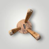 Antique brutalist tripod stool in solid wood