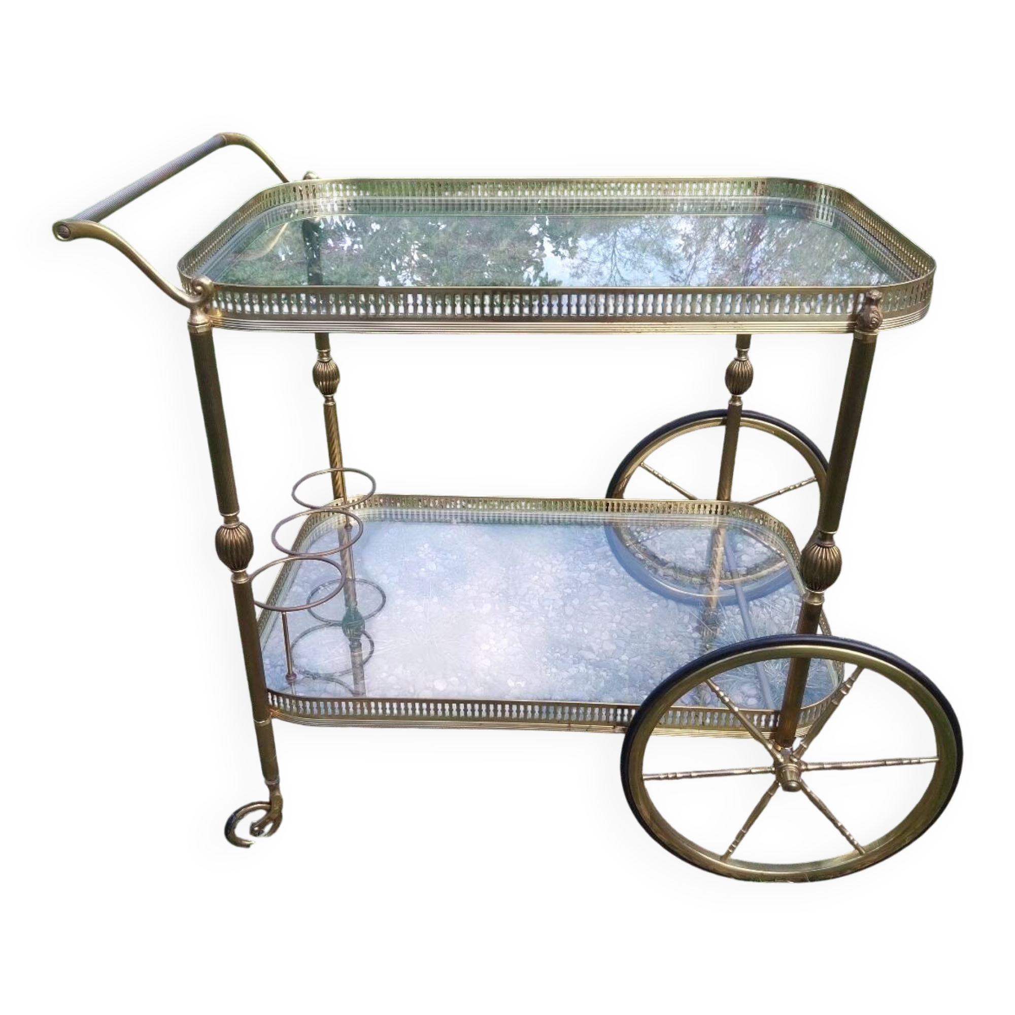 Gold-plated brass serving trolley