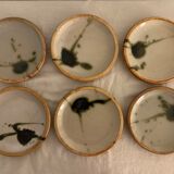 6 small bread plates enamelled pottery of the Vallauris Dove