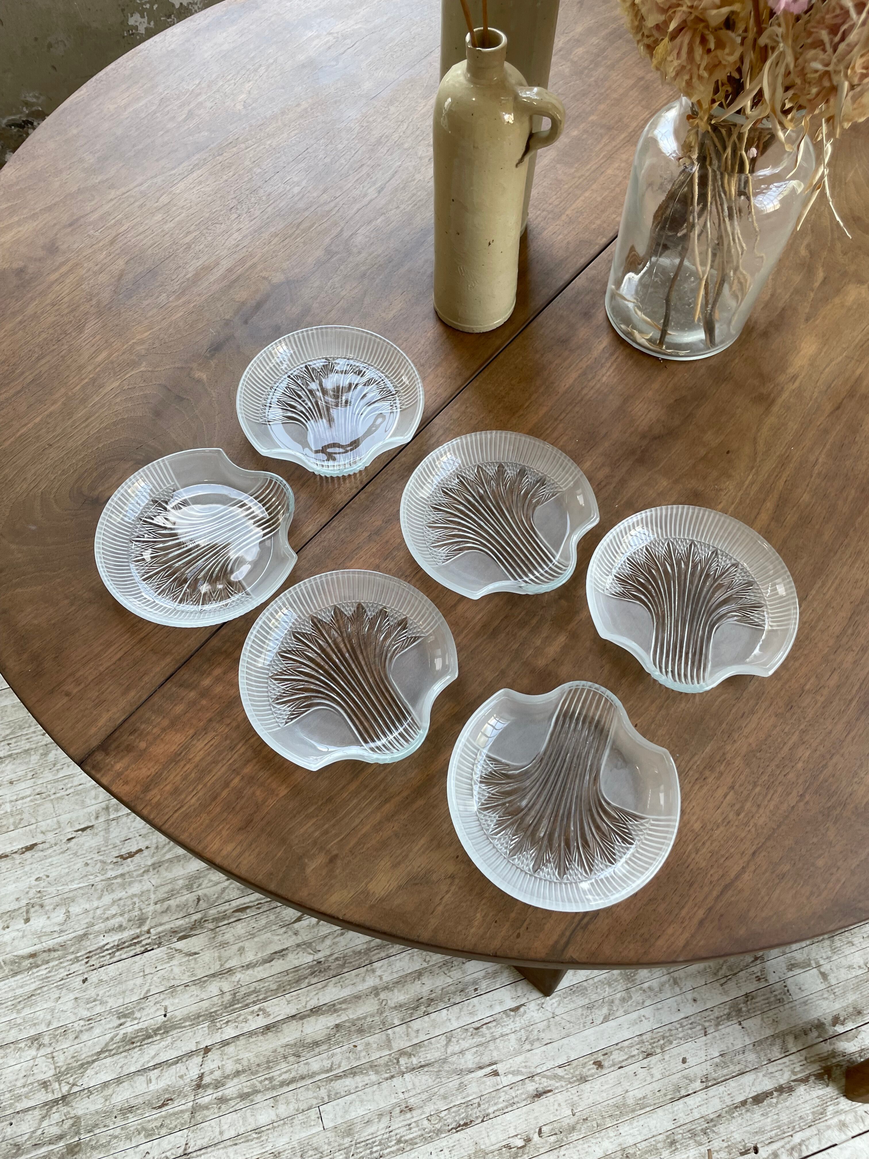 Six ridged glass ramekins