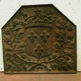 Plaque de cheminée en fonte de fer Décorde blason couronné XIX siècle