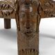 Solid oak coffee table carved with fauns and gray marble top, France, circa 1940