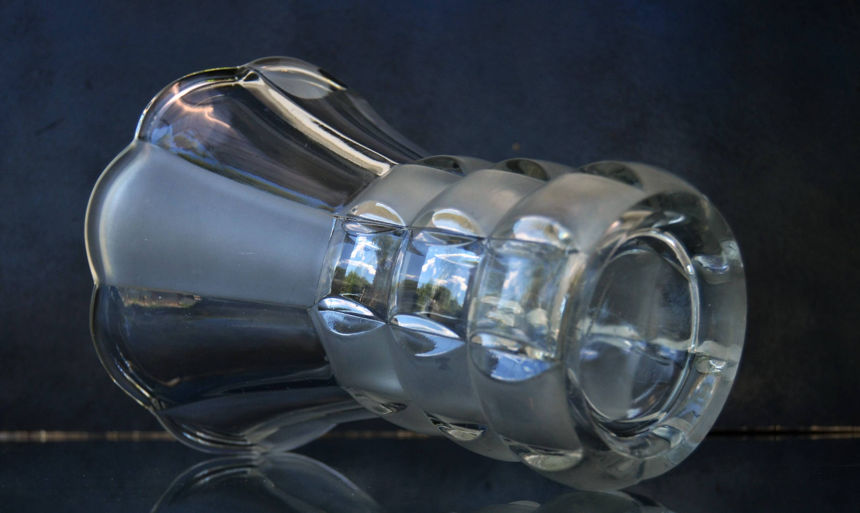 Art Deco Made in Czehoslovakia  Satin and Clear Glass - 22 cm tall