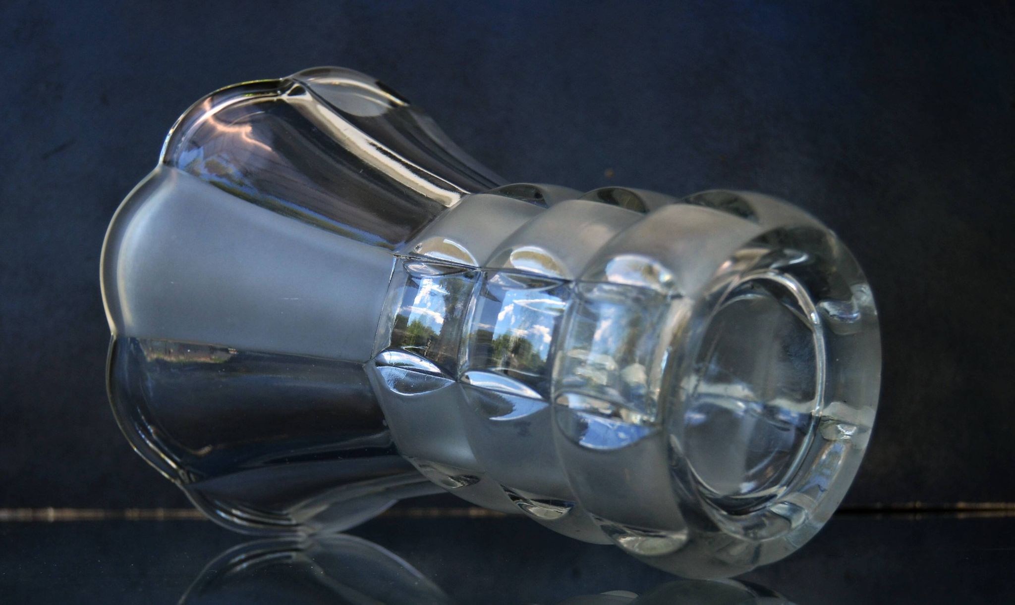 Art Deco Made in Czehoslovakia  Satin and Clear Glass - 22 cm tall