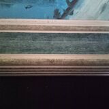 Seascape, seen from the port - Large oil on canvas (with a knife), signed R. Danford, framed