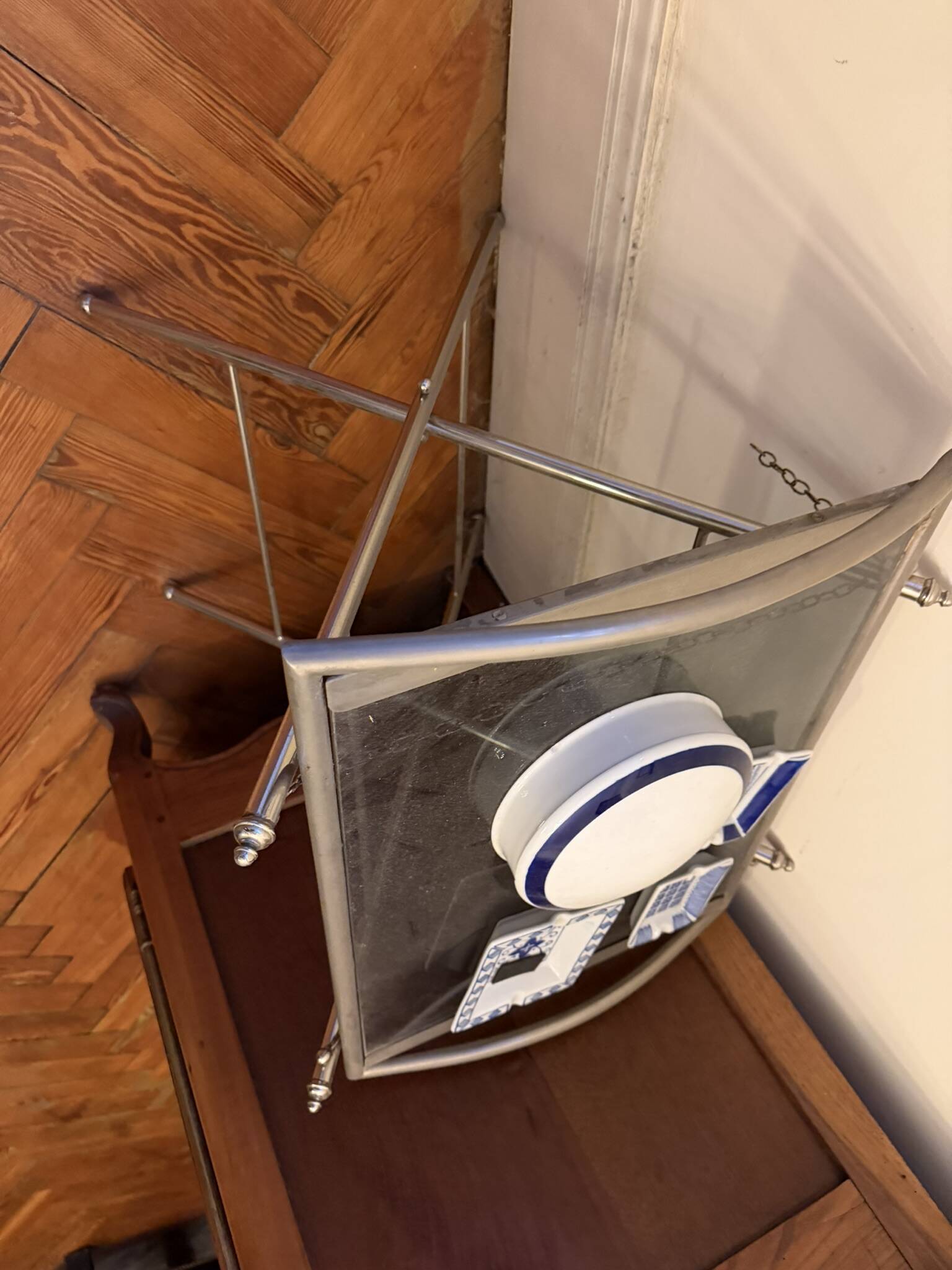 Nickel-plated metal dessert trolley