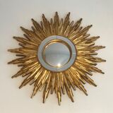 Sun mirror in golden resin 50cm