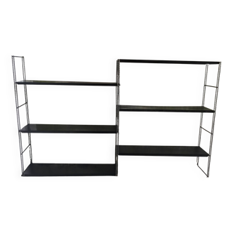 Double étagère string en metal - 6 étagères, 3 montants - vintage 1960