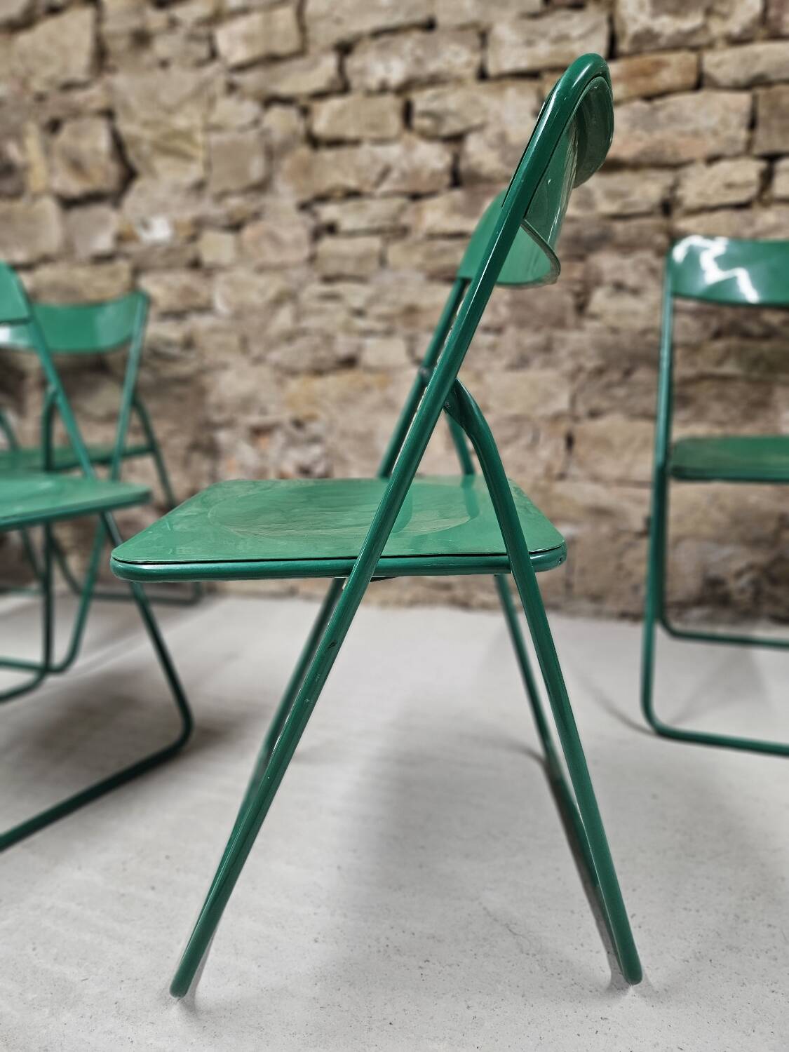 Lot de 6 chaises verte de terrasse pliables