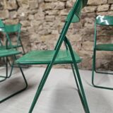 Set of 6 green folding patio chairs