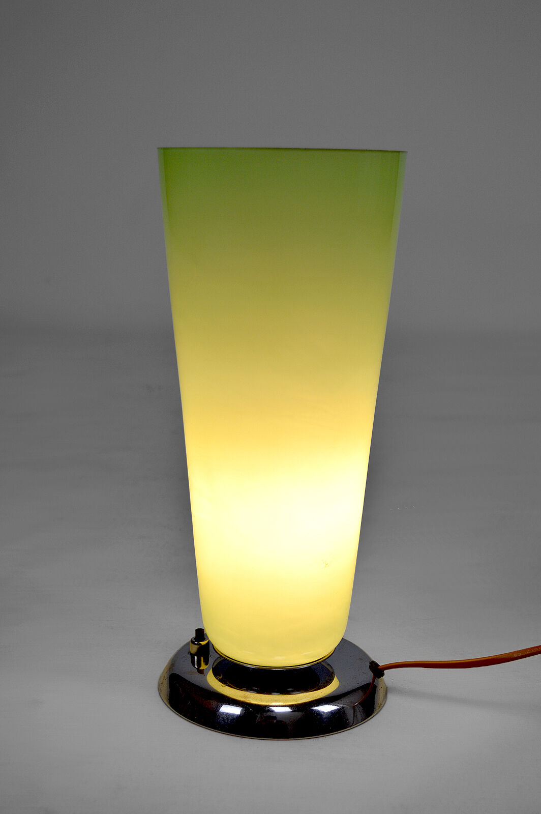 Art Deco lamp in chrome and celadon glass, France, circa 1930