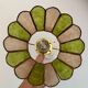 Vintage wall lamp with a green and pink mother-of-pearl lampshade