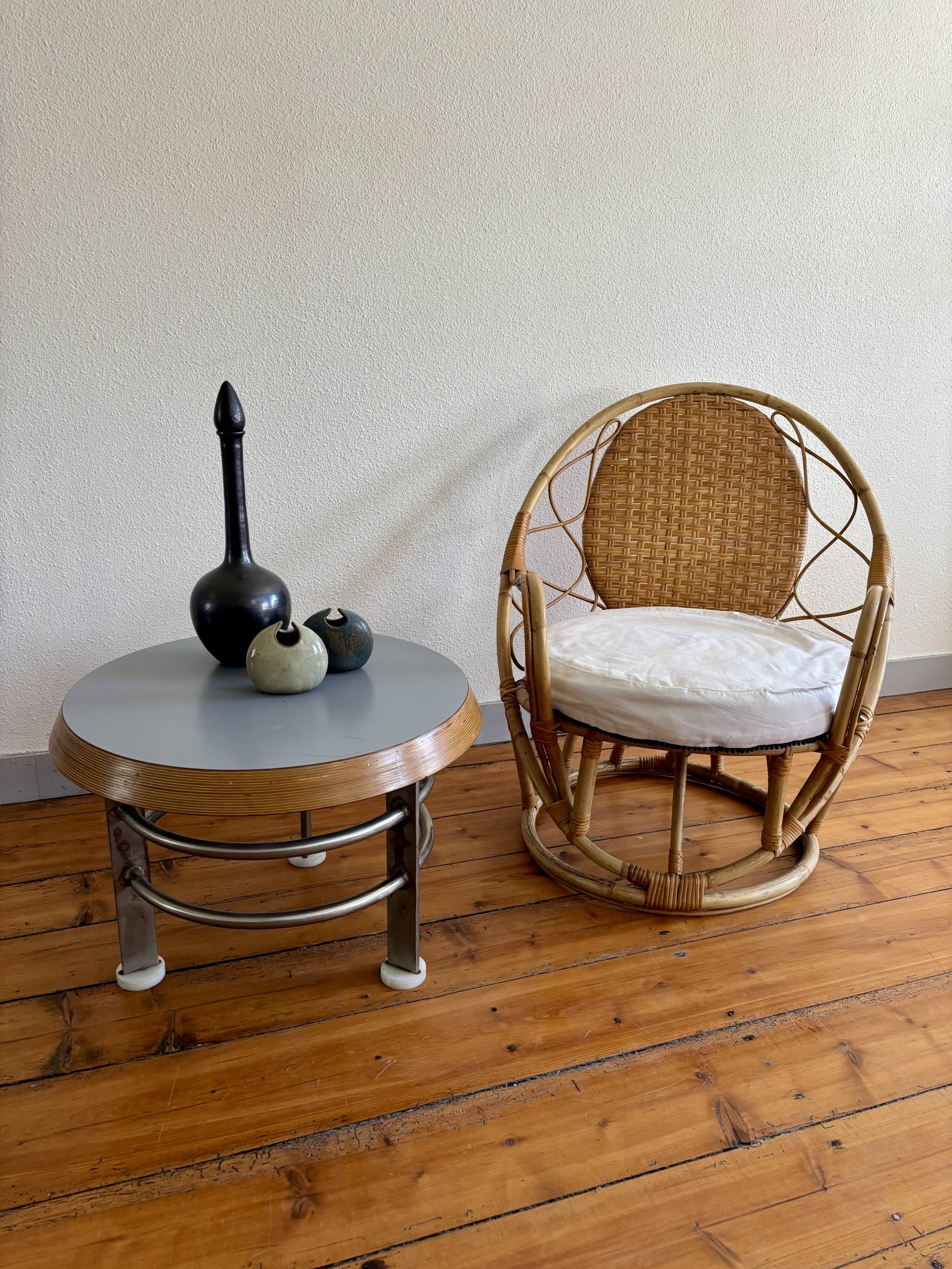 1960 vintage bamboo rattan armchair