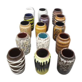 Set of 15 Scheurich Vases model 231-15 W. Germany