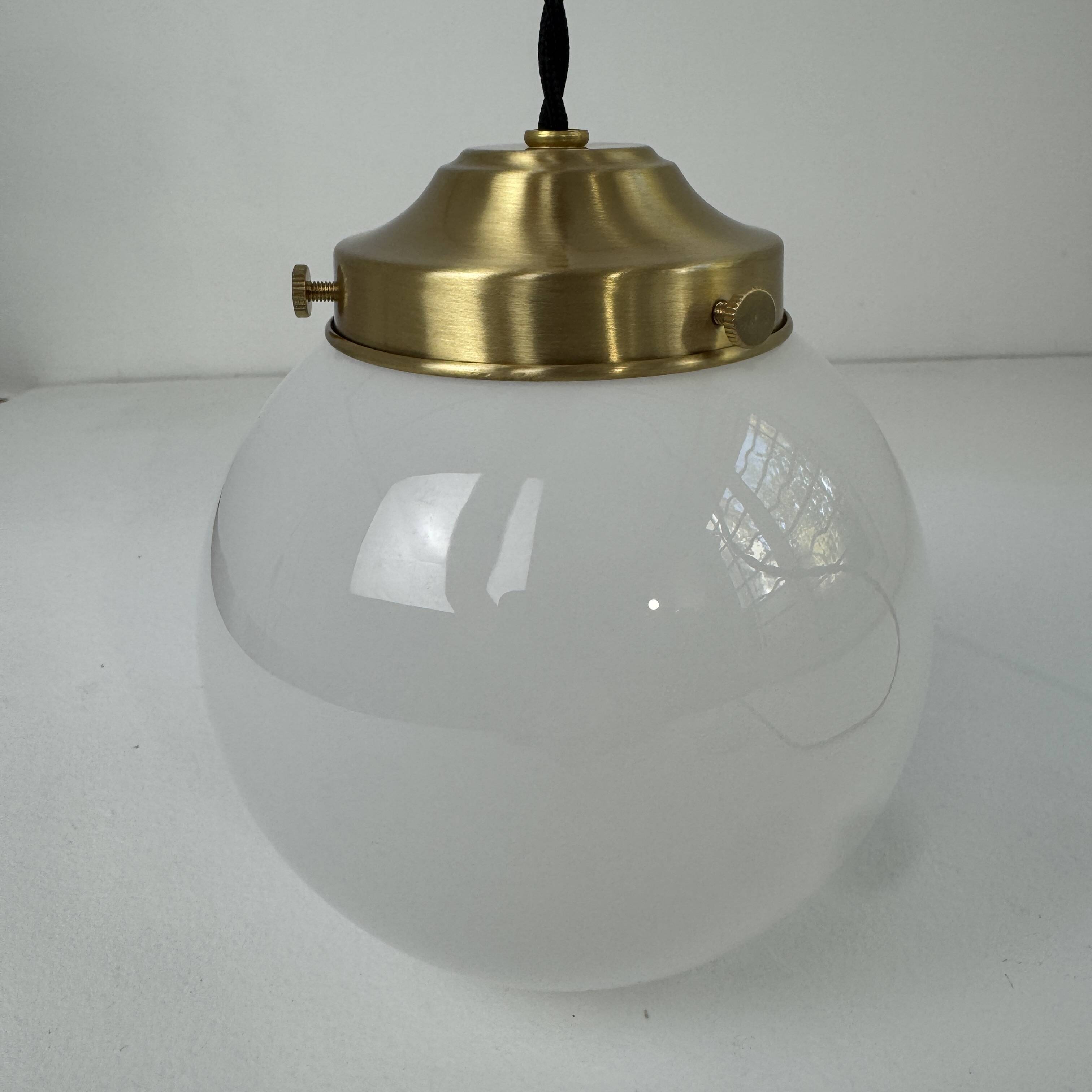 Pair of vintage opaline hanging lights 13 cm