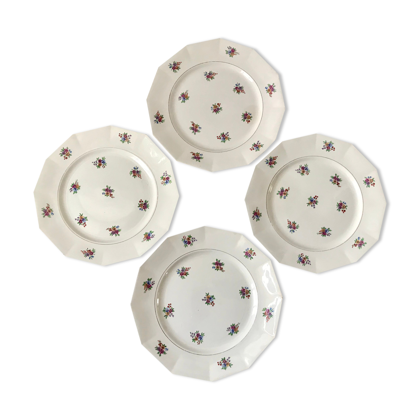 Set of 4 flat plates Céranord Saint-Amand 50s