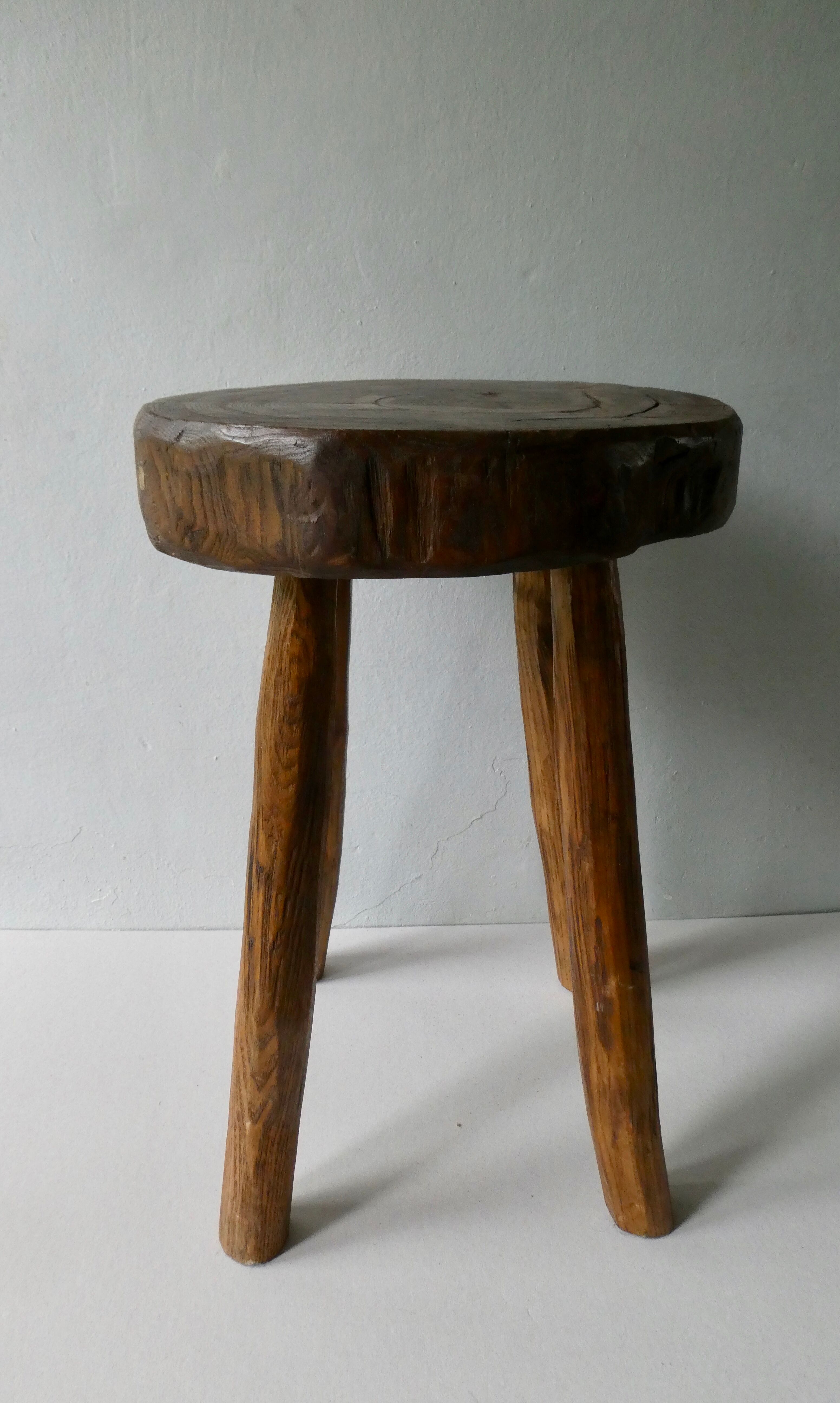 Stool in raw wood