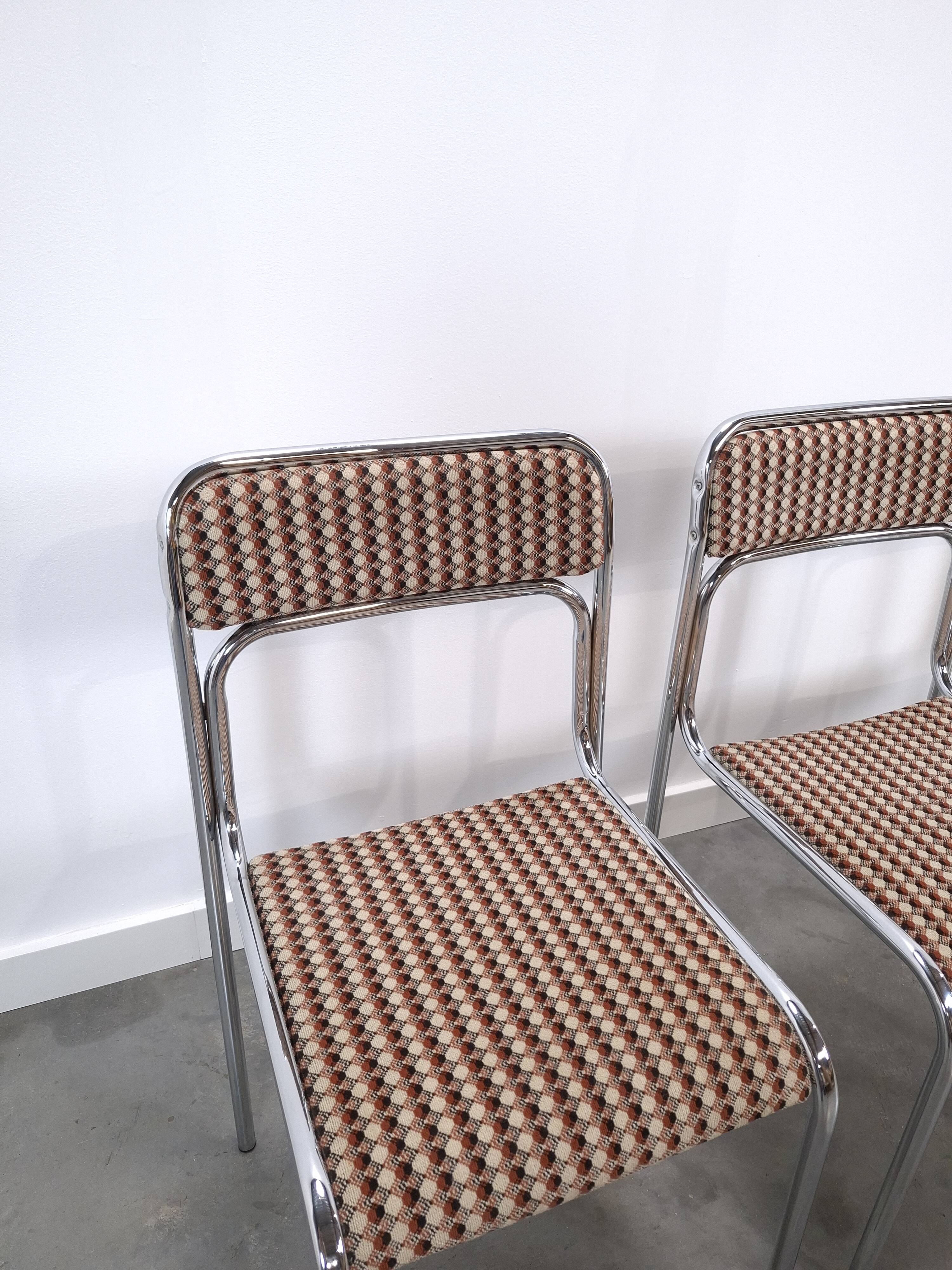 Space Age set 3x Bauhaus chromen buisframe stoelen