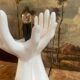 vintage ceramic and opaline hand lamp