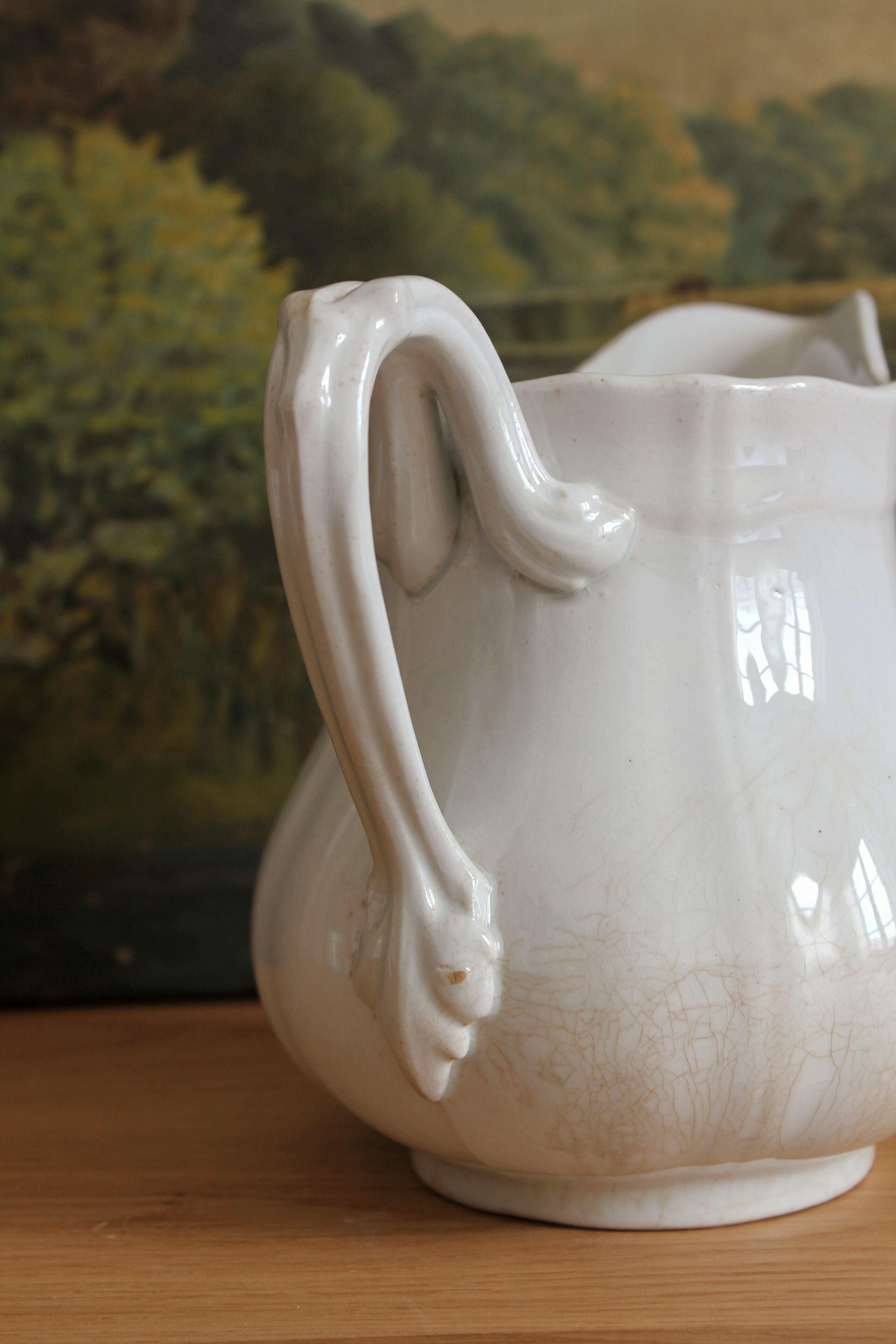 Ironstone pitcher, "China" pattern, Sarreguemines, 19th century