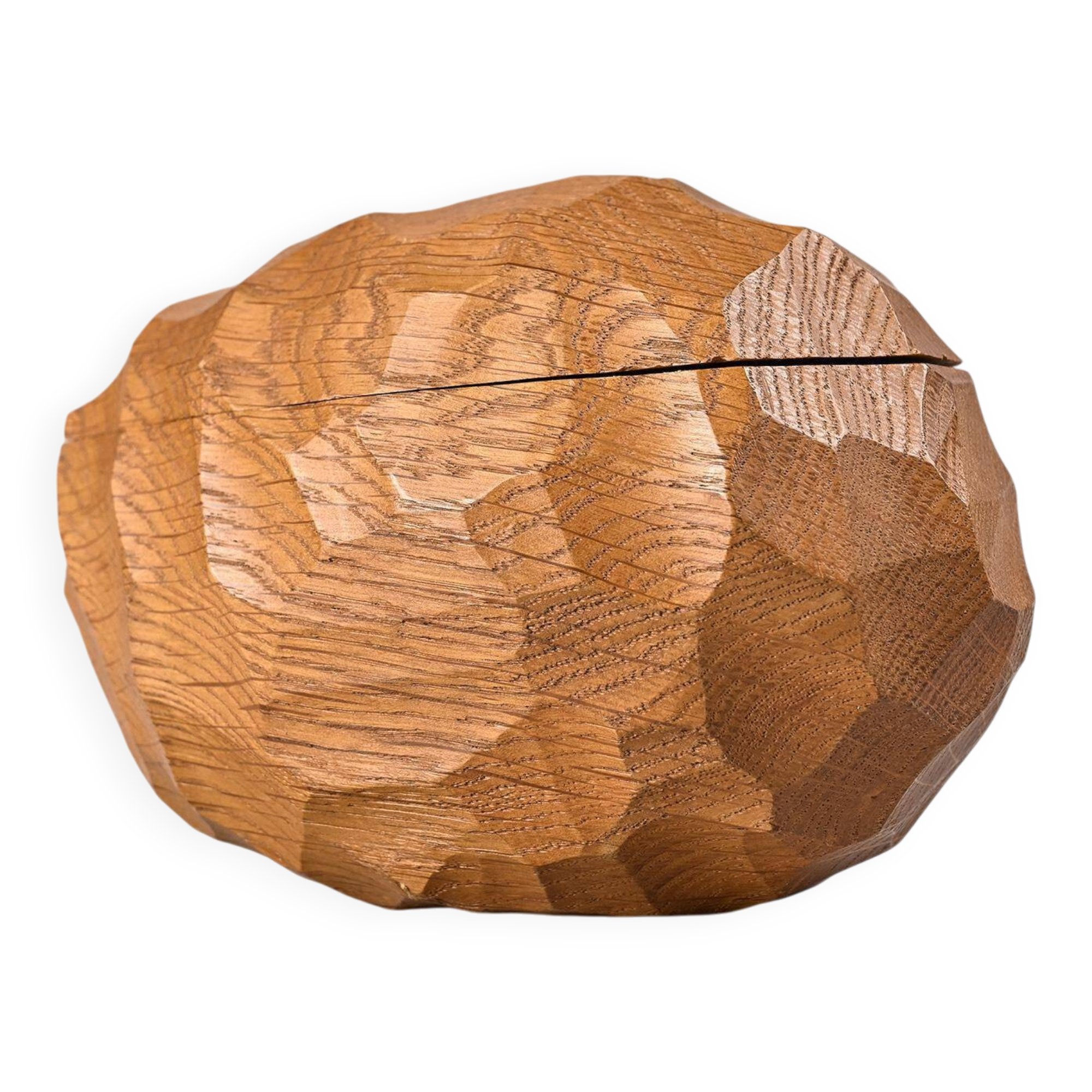 Carved box with a chisel in solid wood, France, around 1960.