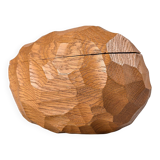 Carved box with a chisel in solid wood, France, around 1960.