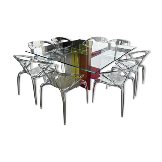 Roche Bobois Table repas DIAPO et  8 chaises AVA