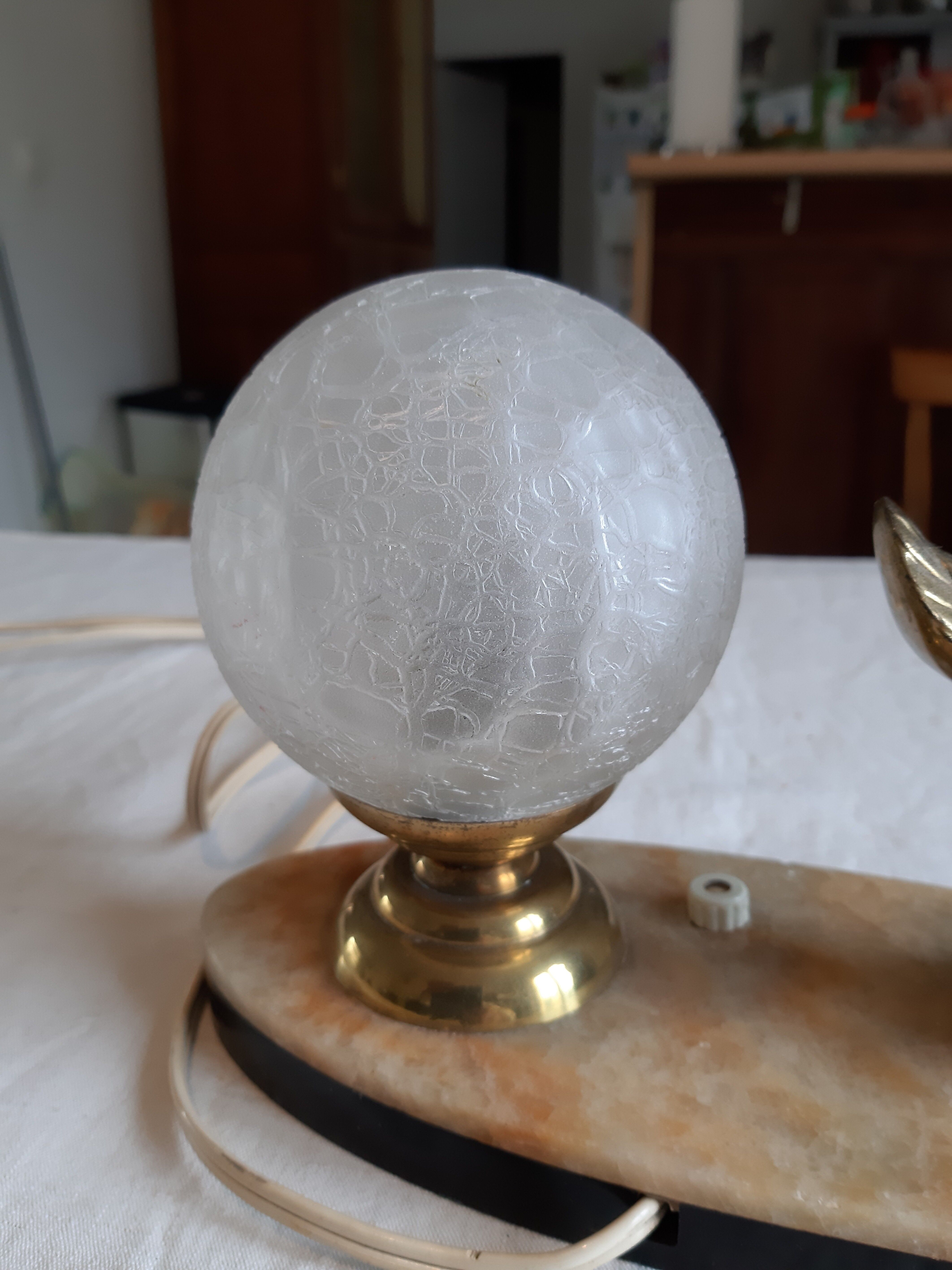 Lamp marble metal golden frosted glass 1940