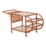 Bar Cart in Bamboo & Rattan, 1950s Denmark