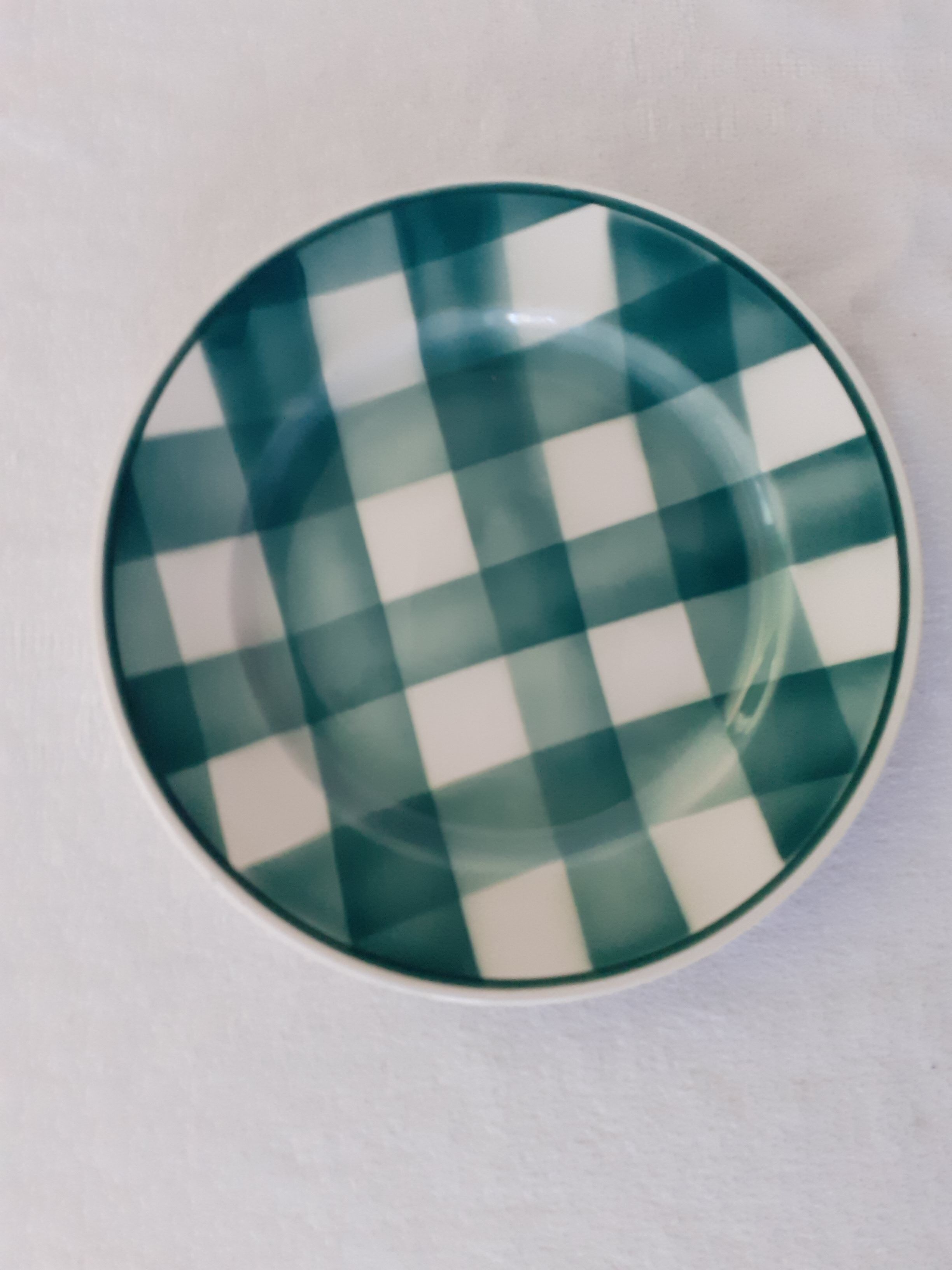 Duo of Plates faience old checkerboard decoration GREEN STYLE Digoin Moulin des loups FN