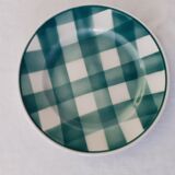 Duo of Plates faience old checkerboard decoration GREEN STYLE Digoin Moulin des loups FN
