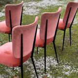 Set of 7 pink velvet chairs