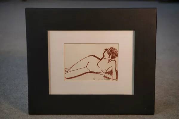 Painting/sanguine by Lucien Vignolle after Modigliani 1990’s