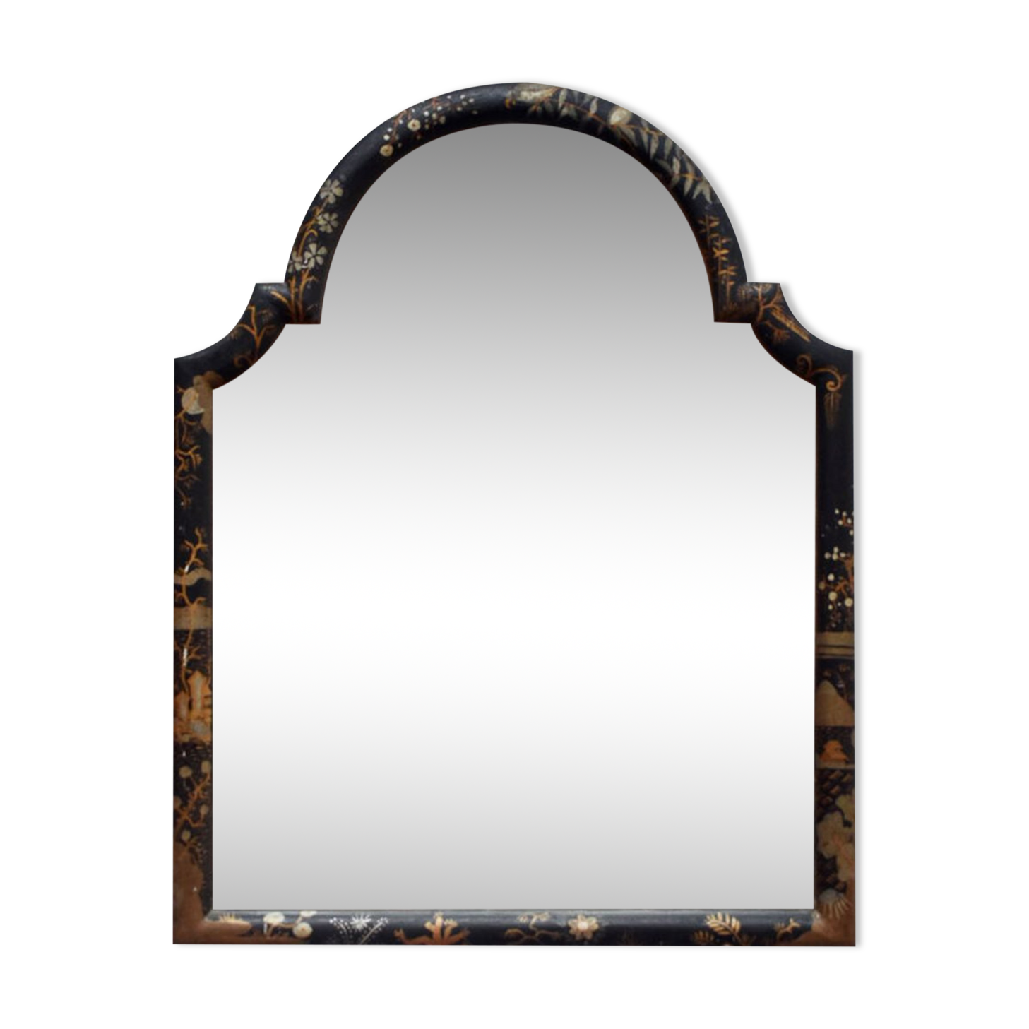 Miroir de style chinois laqué noir, années 1910.