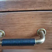 60s compass leg bedside table in light chain.