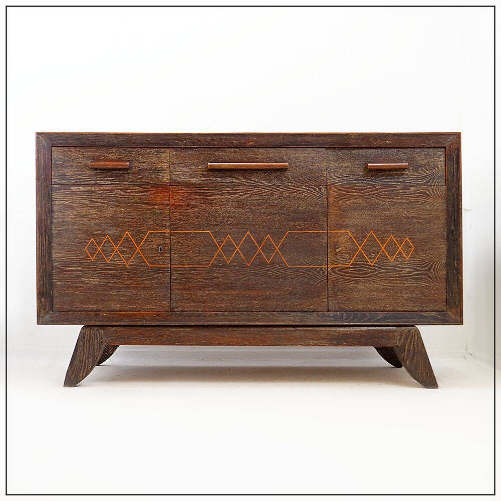 Buffet vintage en bois de wengé avec pieds évasés vers l'extérieur