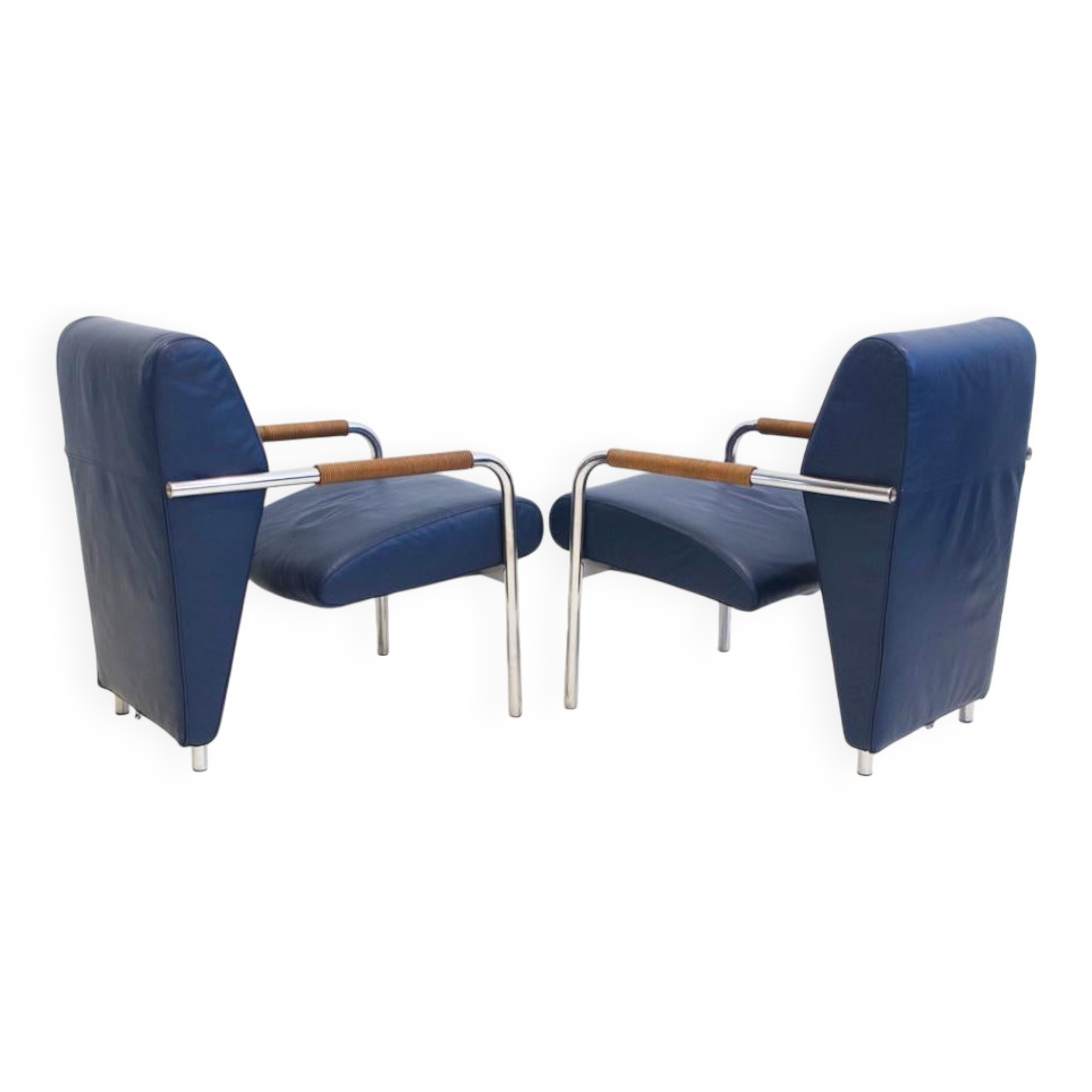 Pair of blue Niccola sun loungers by Andrea Branzi for Zanotta