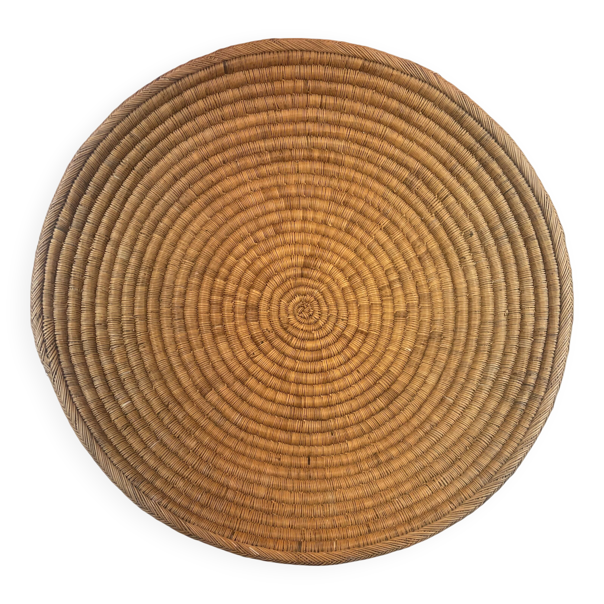 large old woven basket, rush or wicker type - Diameter 55 cm