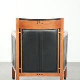 Black leather Art Deco design armchair in good condition