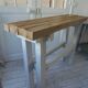 Vintage workbench with pearl gray patinated base and wooden top