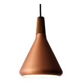 Lampe danoise en métal cuivré et en bois