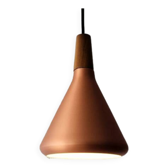 Danish lamp in copper metal and wood