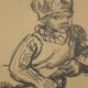 Charcoal on paper by Bernardin or Barnadouin Garçon à la gavroche