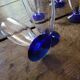 7 faceted champagne flutes – cobalt blue stem – 1970s